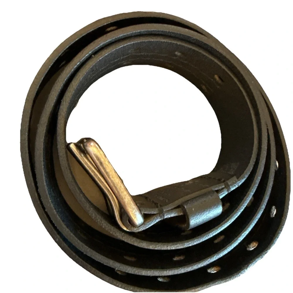 Black Tactical Double Perforated Leather Belt  Sz 44/110 Made In Guatemala.‎